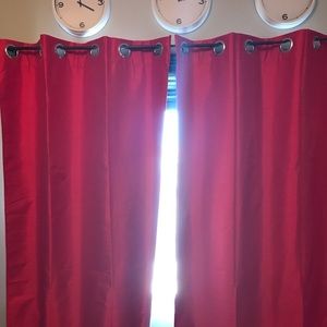 red faux silk blackout curtains